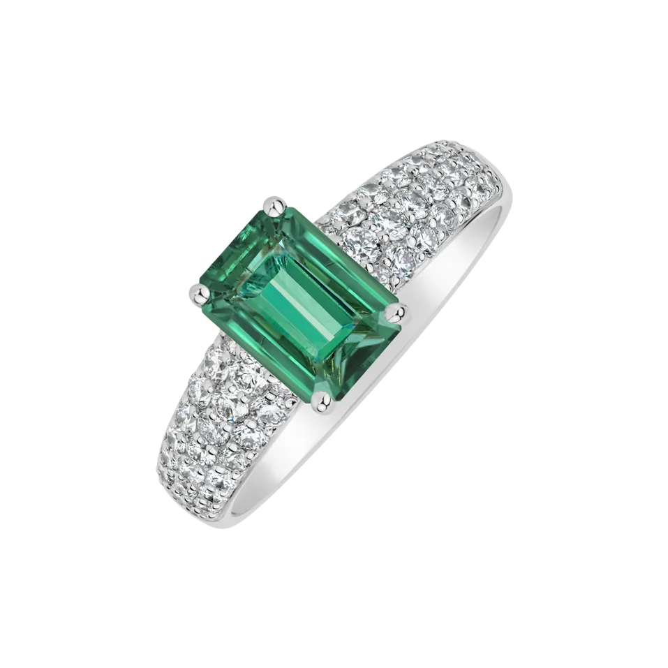 Prsten s diamanty a smaragdem Diamond Whisper