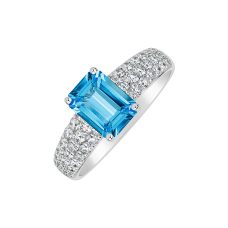 Prsten s diamanty a topazem Diamond Whisper