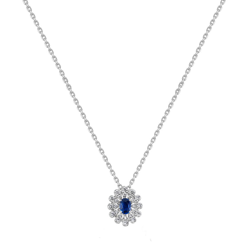 Náhrdelník s diamanty a safírem Starlight Bloom