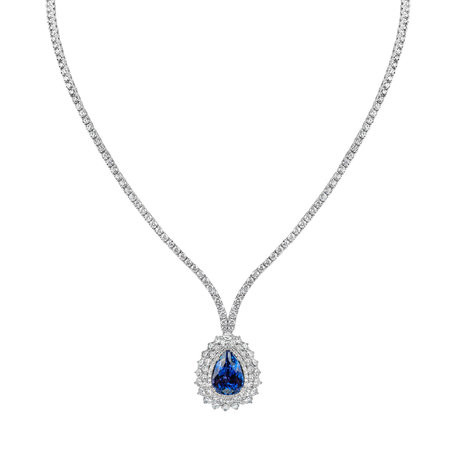 Náhrdelník s diamanty a tanzanitem Aurora Tear