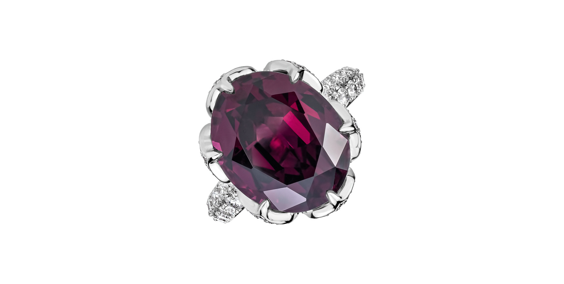 Prsten s diamanty a rhodolitem Fire of Life