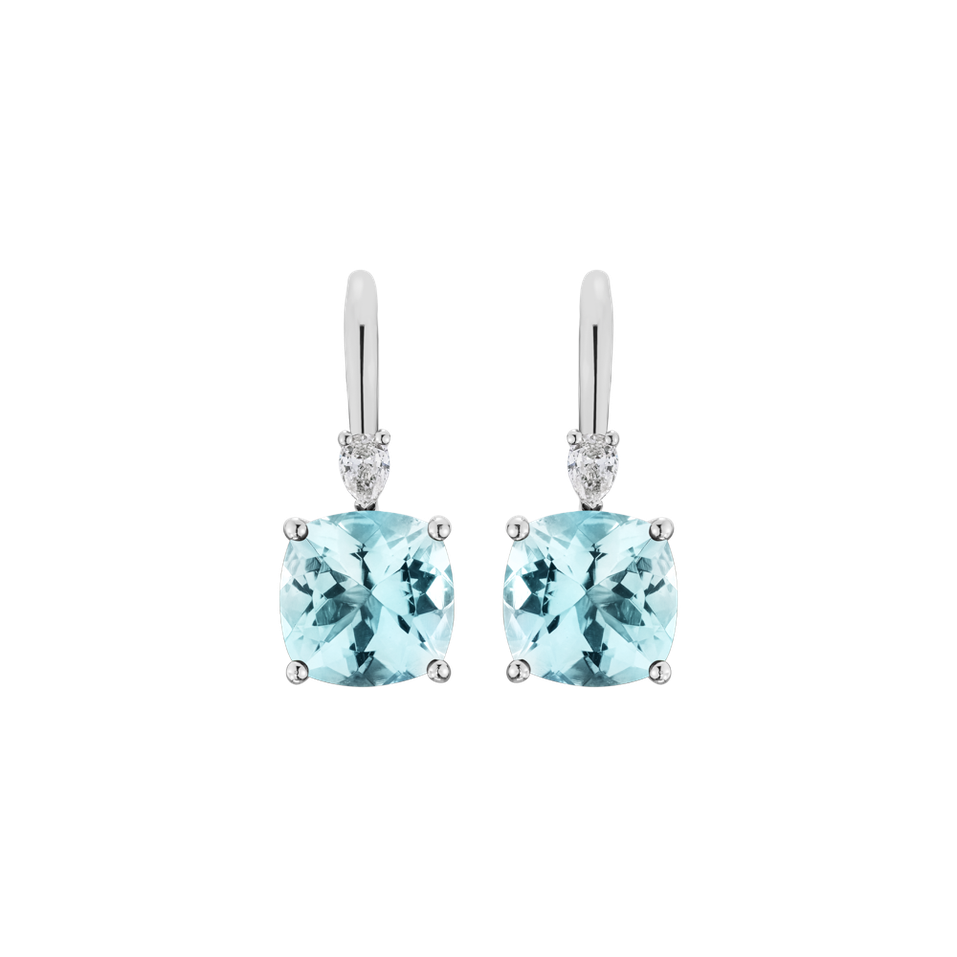 Náušnice s diamantem a akvamarínem Cassian