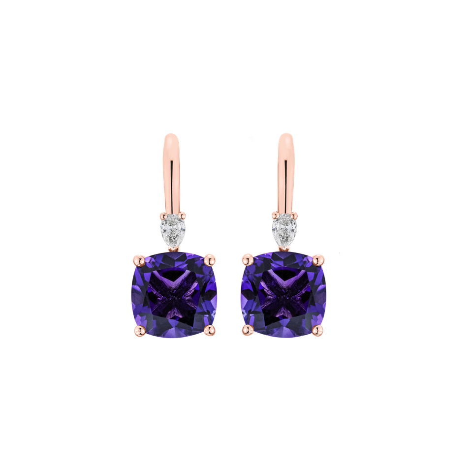 Náušnice s diamantem a ametystem Cassian