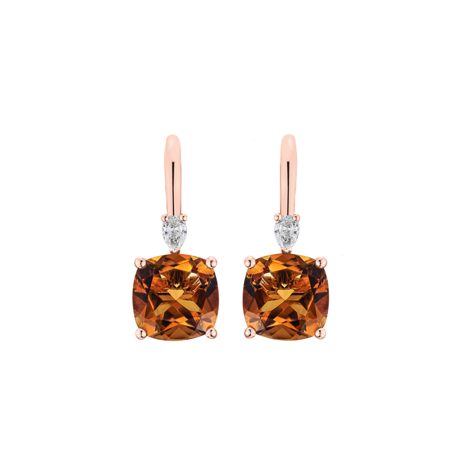 Náušnice s diamantem a citrínem Cassian