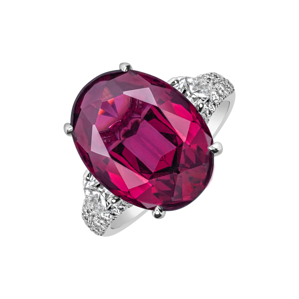 Prsten s diamanty a turmalínem Cherry Glow