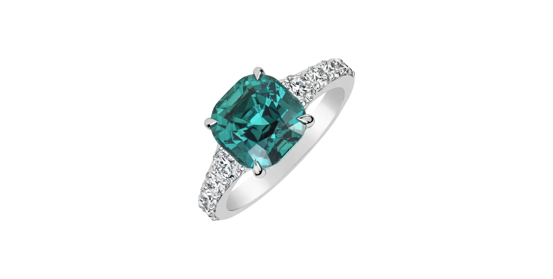 Prsten s diamanty a turmalínem Seafoam Spark