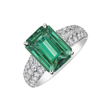 Prsten s diamanty a smaragdem Diamond Whisper