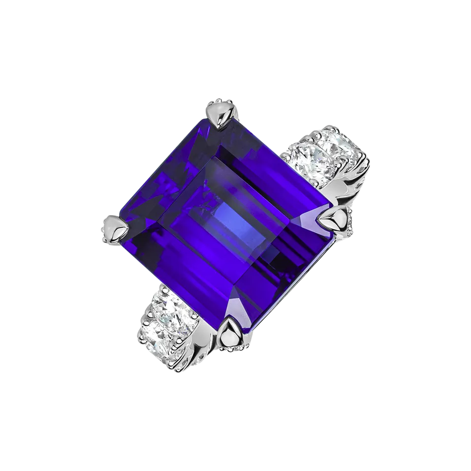 Prsten s diamanty a tanzanitem Fragments of Sky