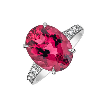 Prsten s diamanty a tumalínem Rose Flare