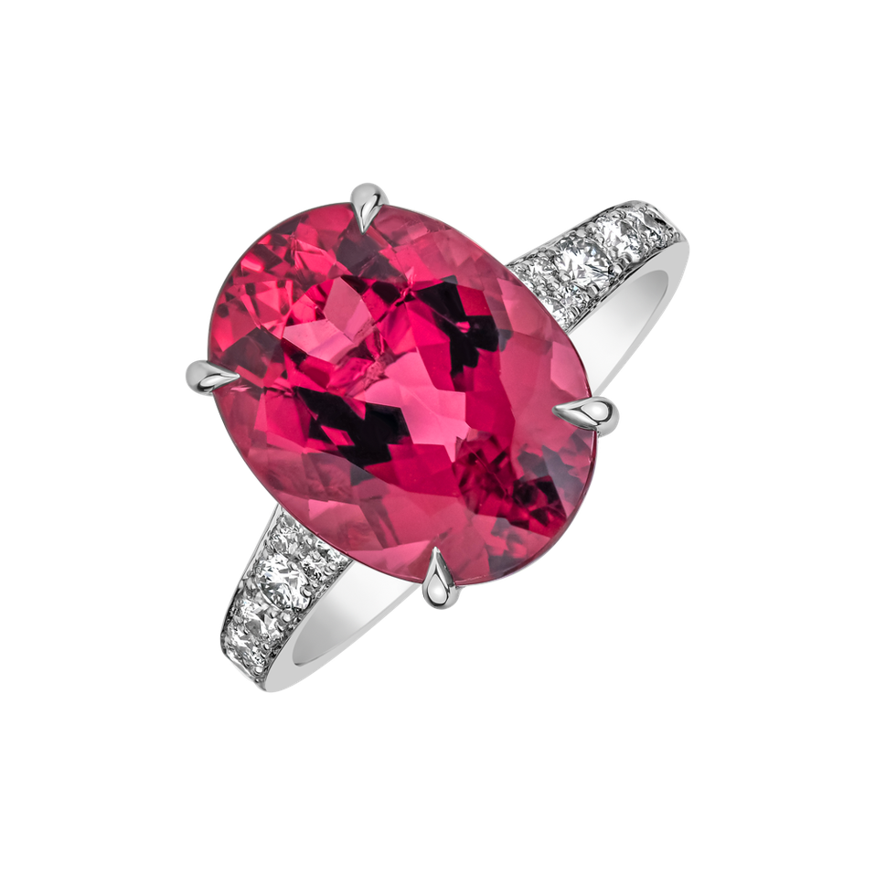 Prsten s diamanty a tumalínem Rose Flare