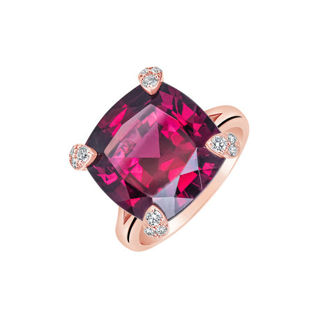Prsten s diamanty a rhodolitem Scarlet Mirage