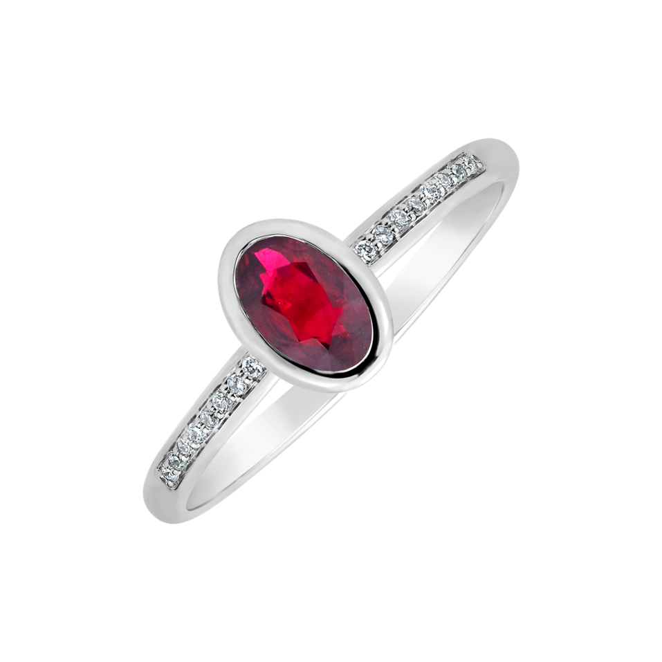 Prsten s diamanty a rubínem Elliptical perfection
