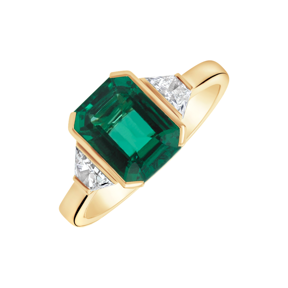 Prsten s diamanty a smaragdem Moonlit Promise