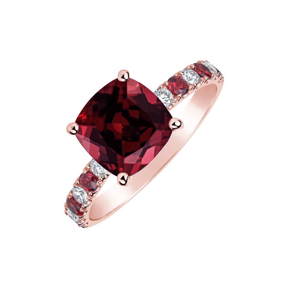 Prsten s diamanty a rhodolitem Imelda