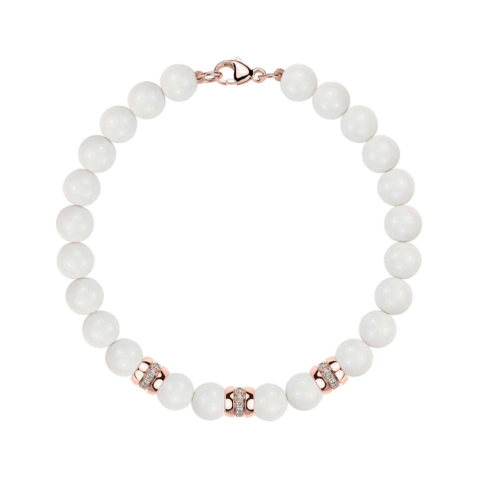 Náramek s diamanty a acháty White Mirage
