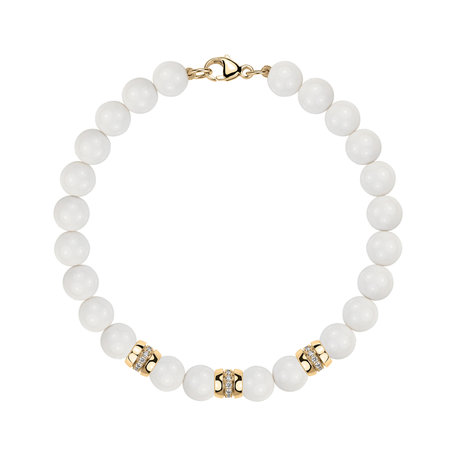 Náramek s diamanty a acháty White Mirage