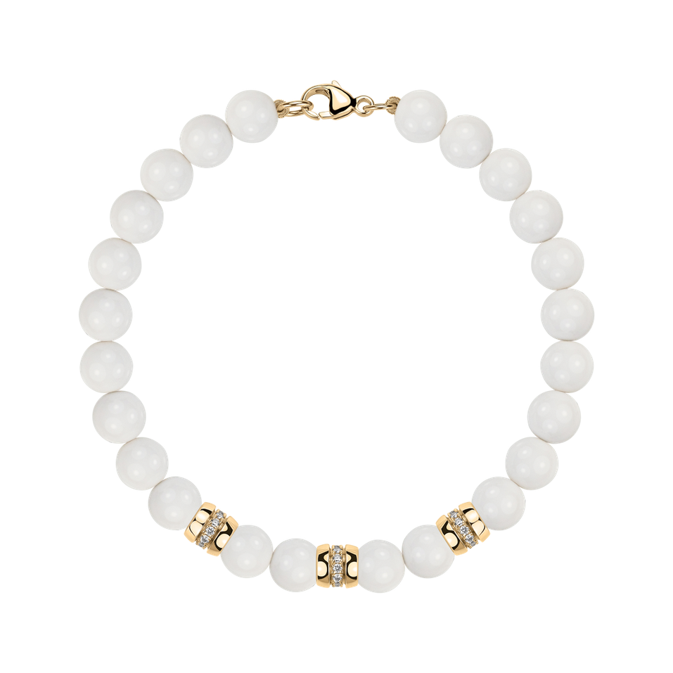 Náramek s diamanty a acháty White Mirage