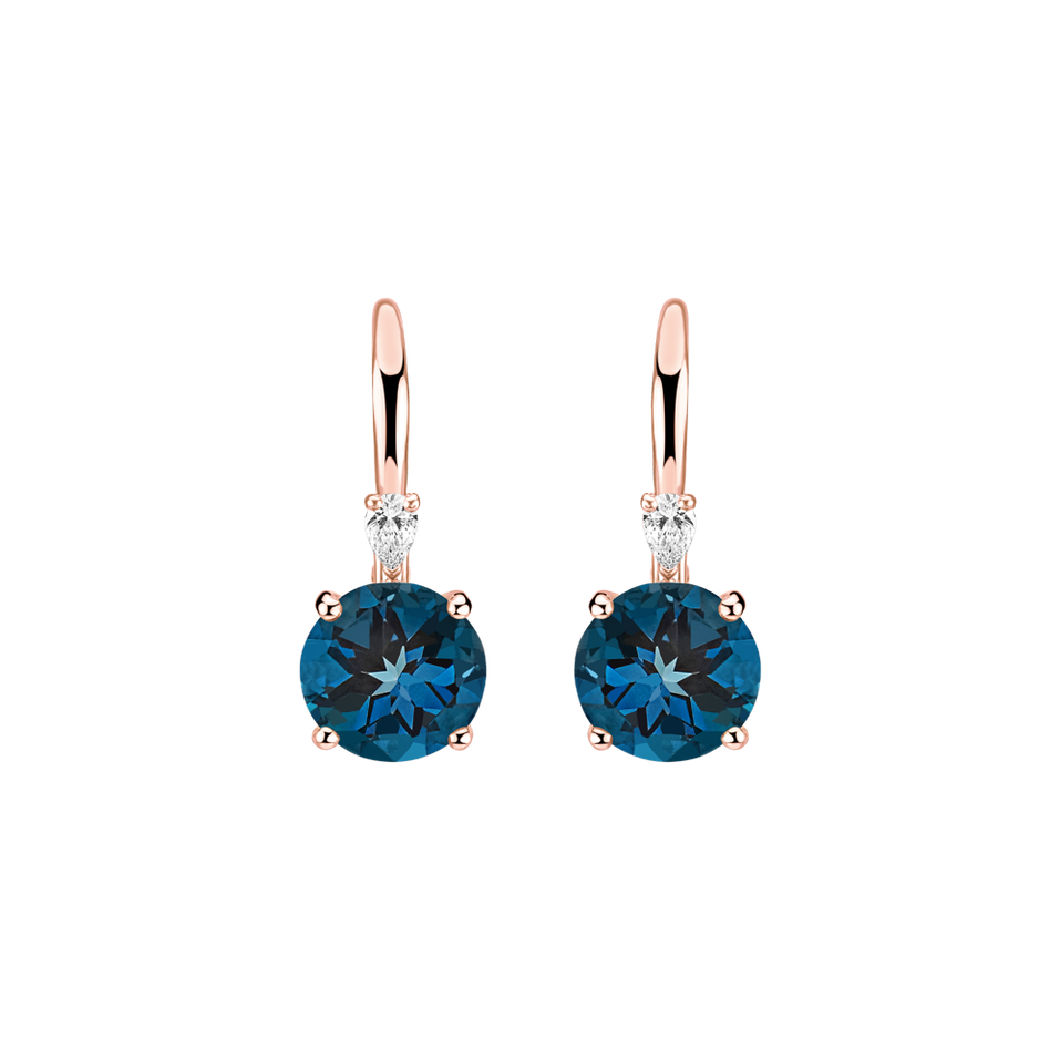 Náušnice s diamantem a topazem Noctir
