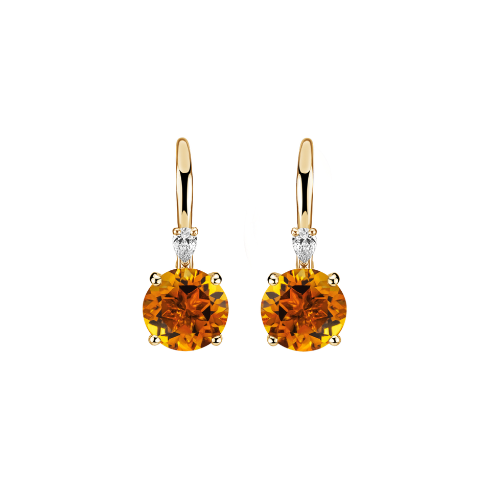 Náušnice s diamantem a citrínem Noctir