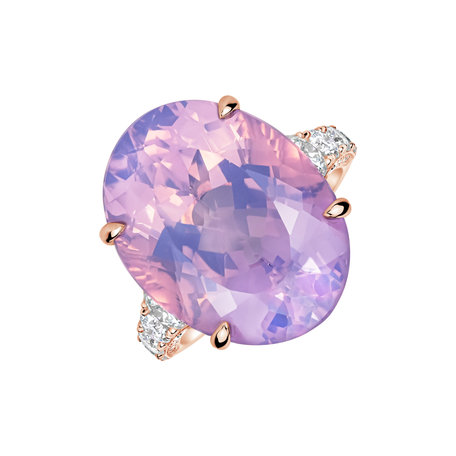 Prsten s diamanty a ametystem Mist of Amethyst