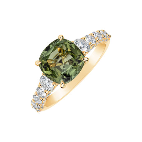 Prsten s diamanty a turmalínem Seafoam Spark