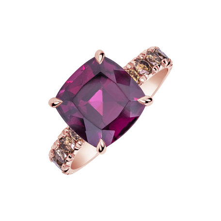 Prsten s diamanty a rhodolitem Velvet Ember