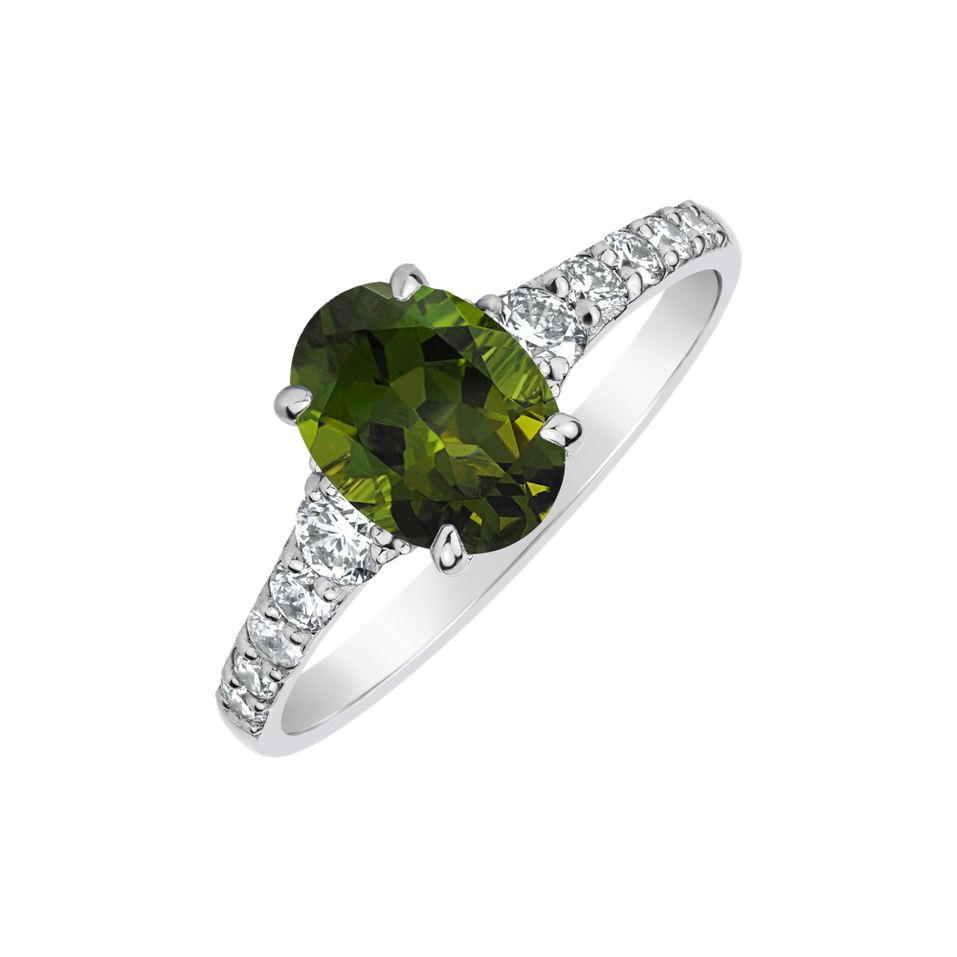 Prsten s diamanty a turmalínem Shimmering dazzle