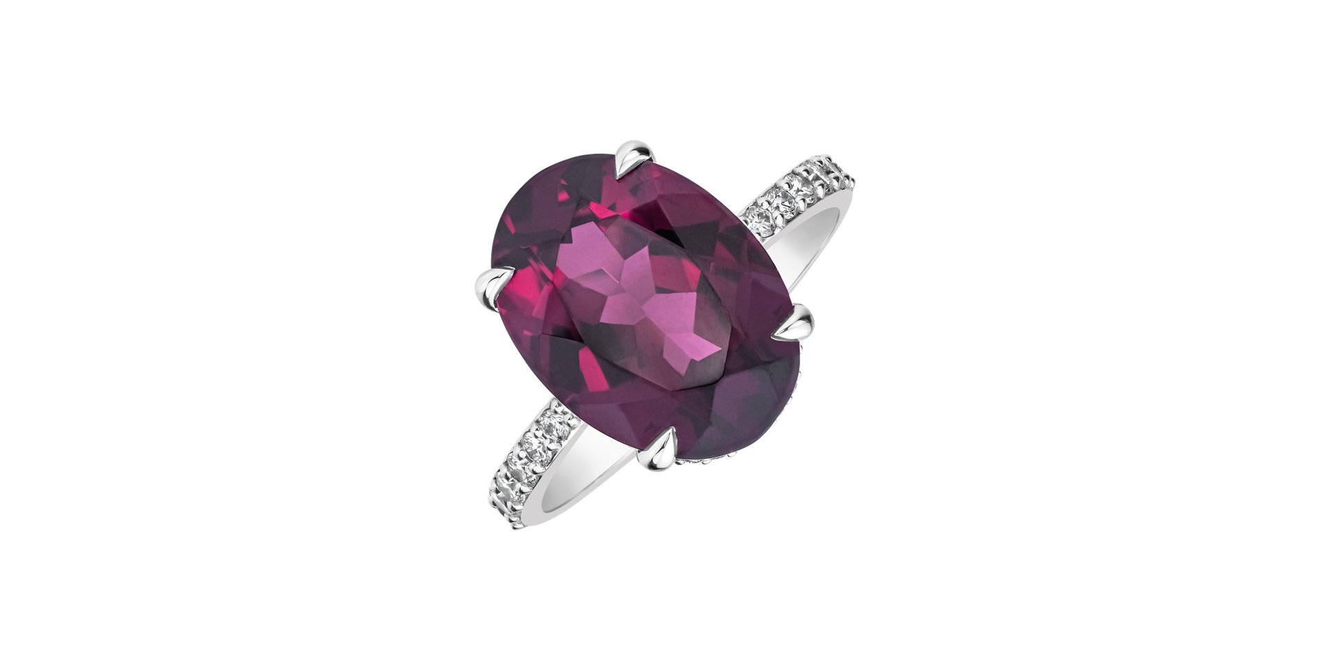 Prsten s diamanty a rhodolitem Burgundy Flame