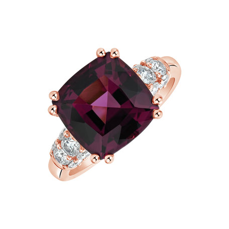 Prsten s diamanty a rhodolitem Crimson Dusk