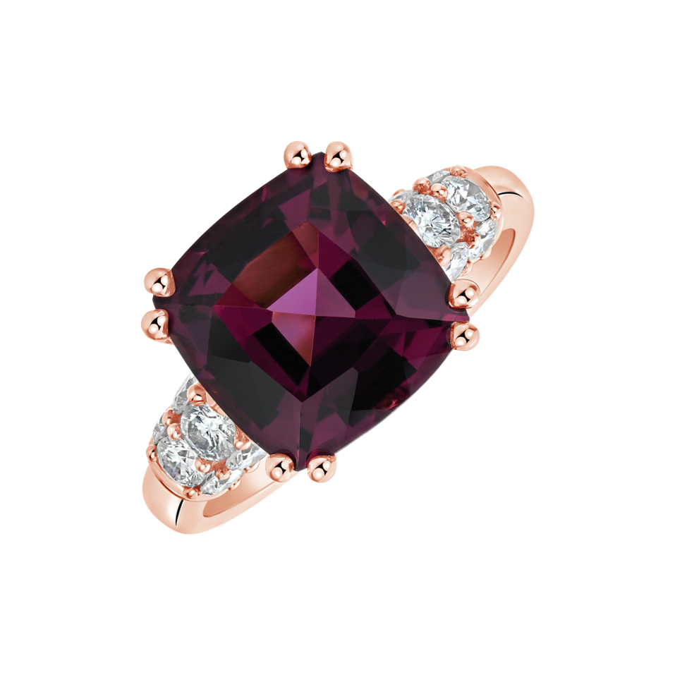 Prsten s diamanty a rhodolitem Crimson Dusk