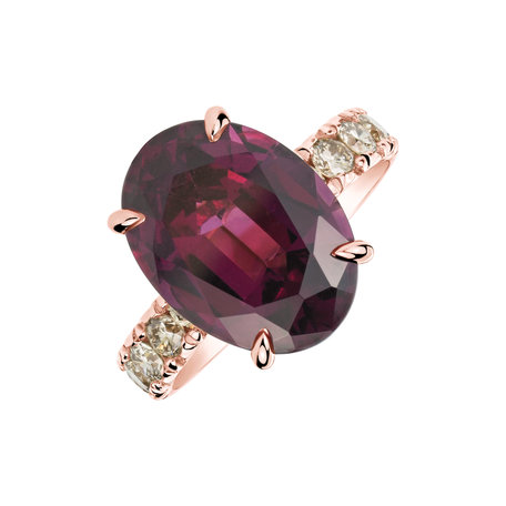 Prsten s diamanty a rhodolitem Purple Romance