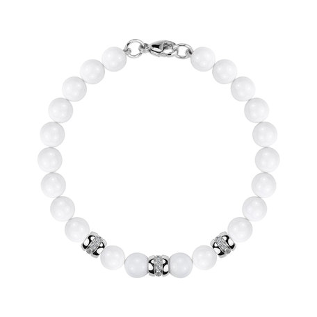 Náramek s diamanty a acháty White Mirage