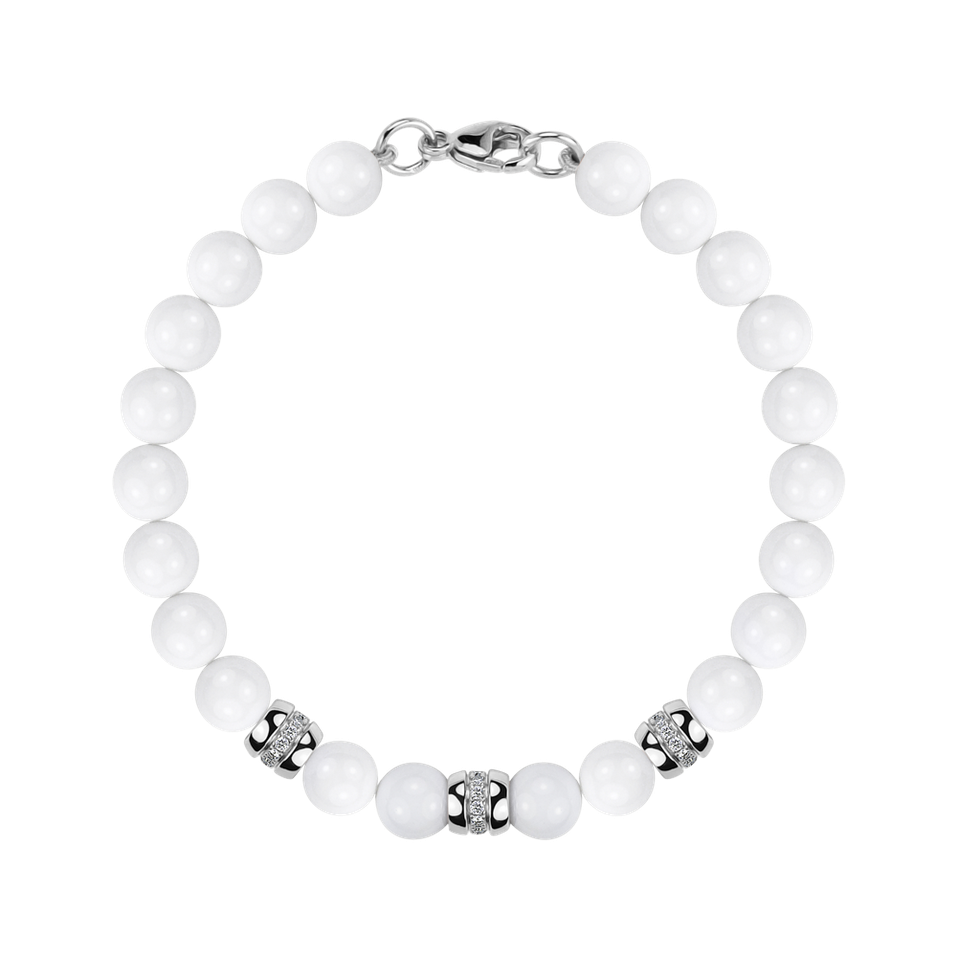 Náramek s diamanty a acháty White Mirage