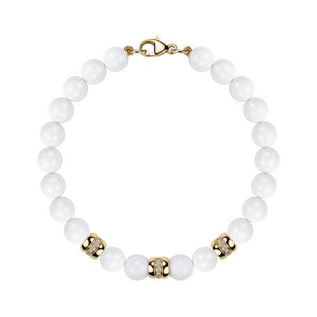 Náramek s diamanty a acháty White Mirage