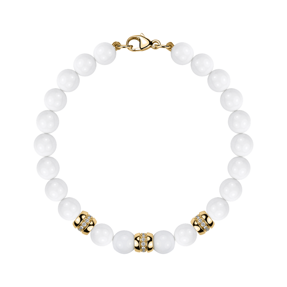 Náramek s diamanty a acháty White Mirage