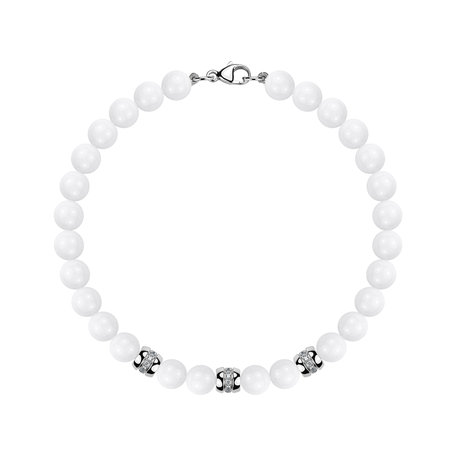 Náramek s diamanty a acháty White Mirage