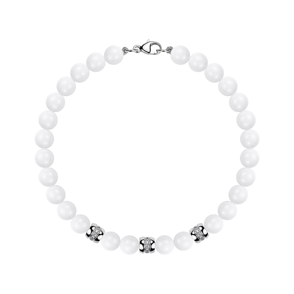Náramek s diamanty a acháty White Mirage