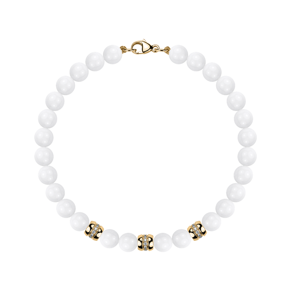 Náramek s diamanty a acháty White Mirage