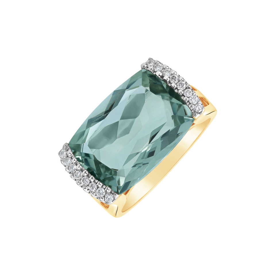 Prsten s diamanty a ametystem Cleantha