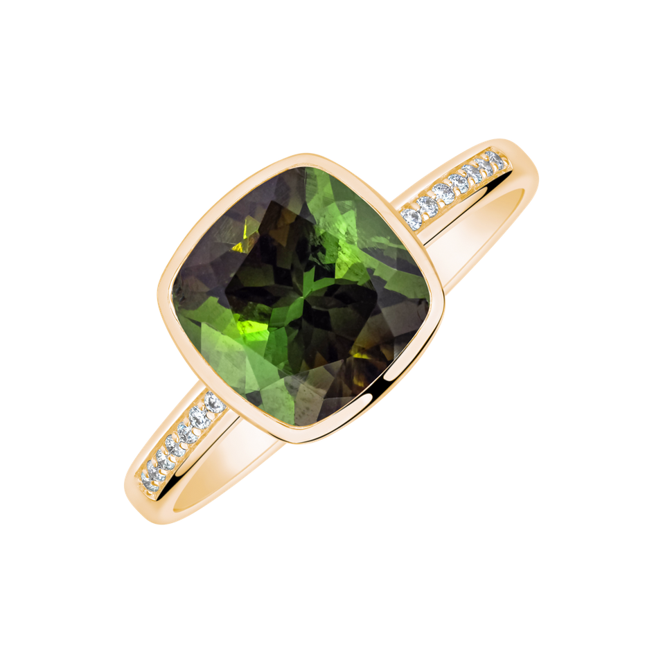 Prsten s diamanty a turmalínem Carelia