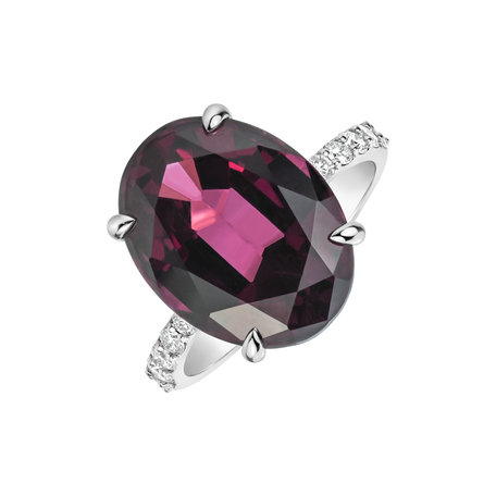 Prsten s diamanty a rhodolitem Burgundy Flame