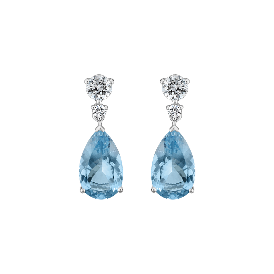 Náušnice s diamanty a akvamarínem Royal Tears