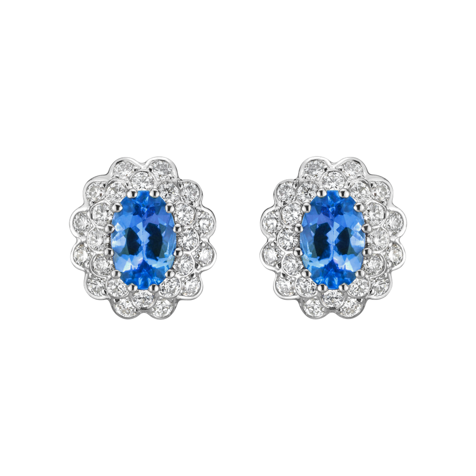 Náušnice s diamanty a tanzanitem Fairy Goddess