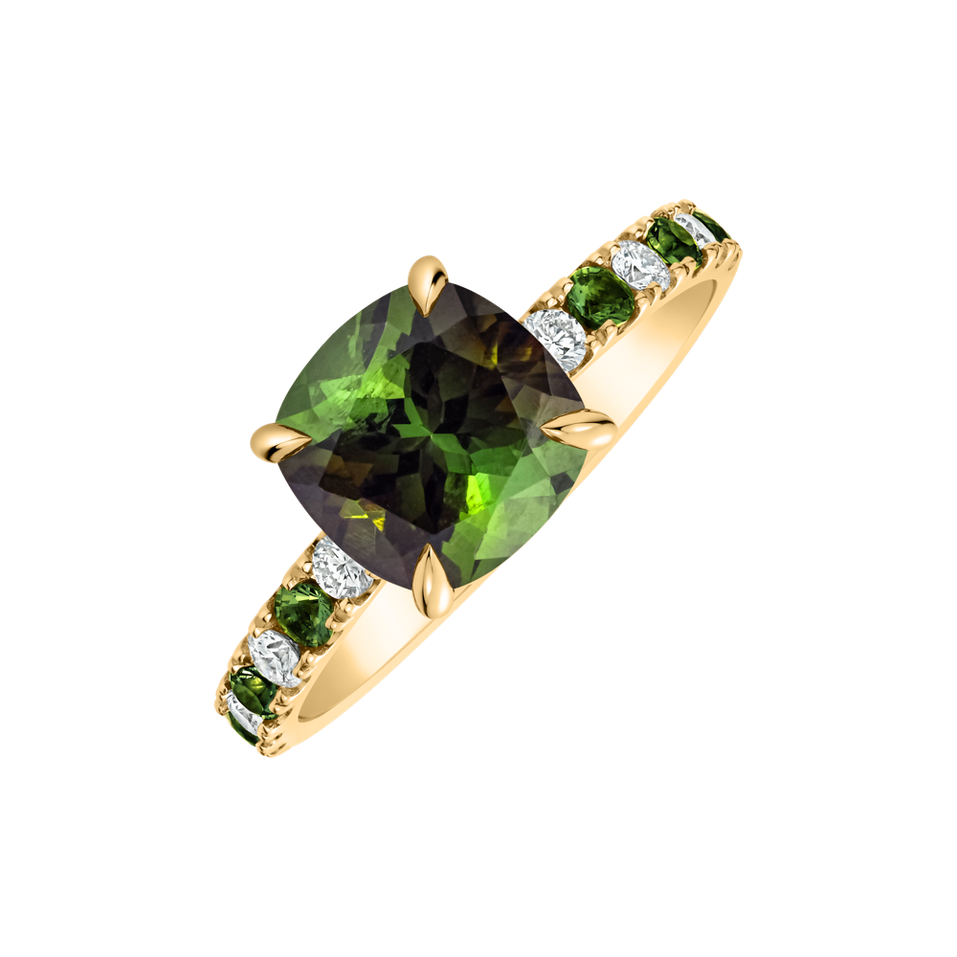 Prsten s diamanty a turmalínem Imelda
