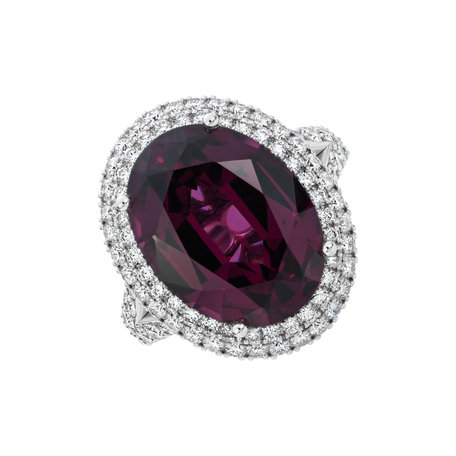Prsten s diamanty a rhodolitem Born of LIght