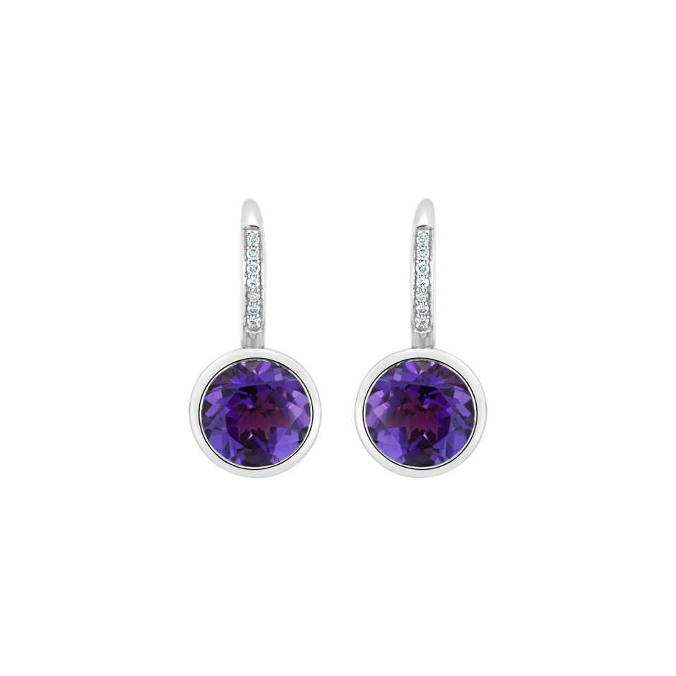 Náušnice s diamanty a ametystem Regal Elegance