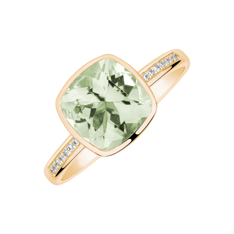 Prsten s diamanty a ametystem Carelia