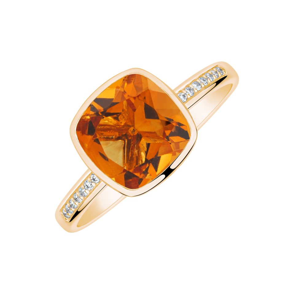 Prsten s diamanty a citrínem Carelia