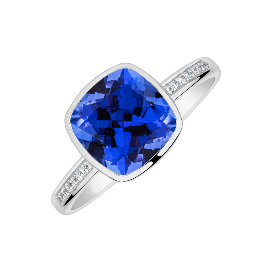 Prsten s diamanty a tanzanitem Carelia