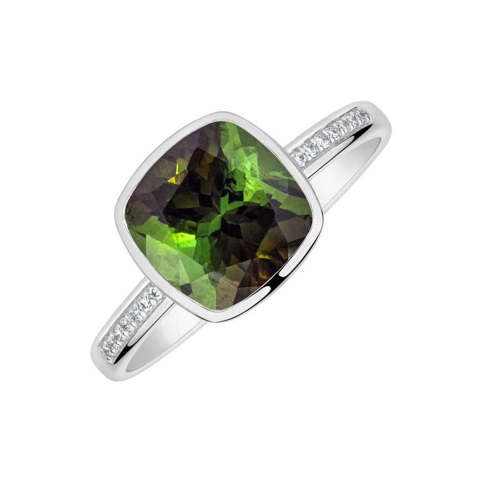 Prsten s diamanty a turmalínem Carelia